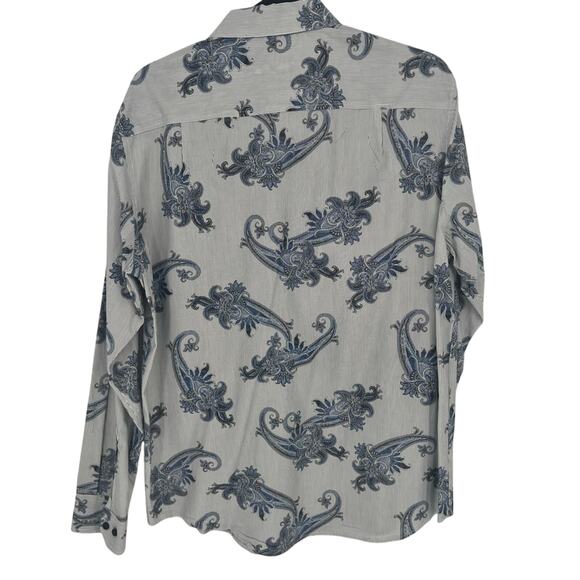 Tasso Elba Blue Paisley Dress Shirt Medium 15 - 15 1/2” - Picture 2 of 7